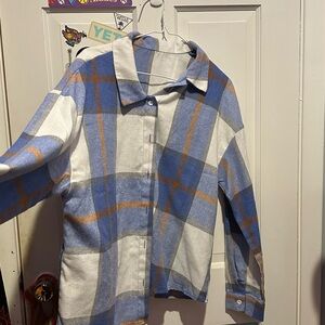 Blue and Orange Plaid Flannel